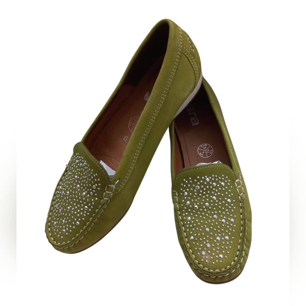 Ara Women's Green Leather Loafers Size 6.5 US